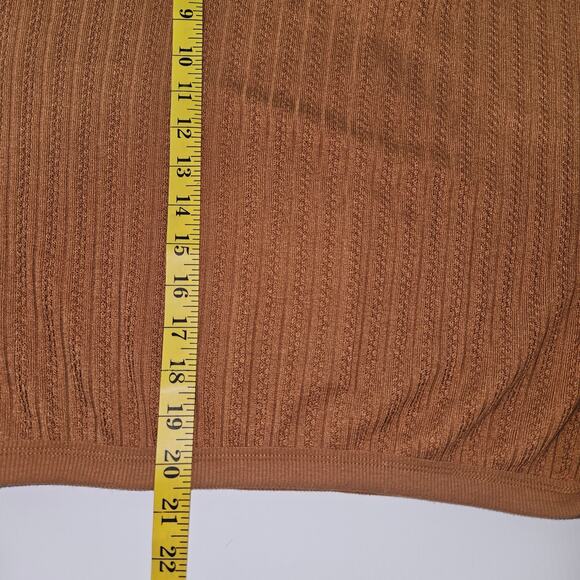 Honey & Sparkle Womens Rust Orange Ribbed Chunky Knit V-Neck Cropped Sweater M - Picture 8 of 8